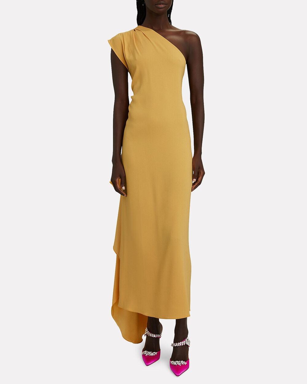 RACIL Flavia One Shoulder Draped Crepe Evening Dress Size 42 US 10 $748